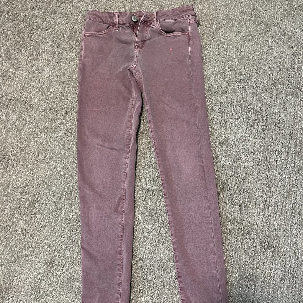American Eagle Jeans Women's 4 Regular Hi Rise Jegging Purple Stretch Skinny Fit